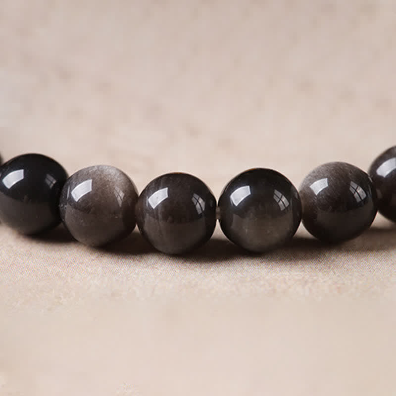 Buddha Stones Schwarzes Obsidian-Armband, handgewebt, neues chinesisches Rundarmband - image 10