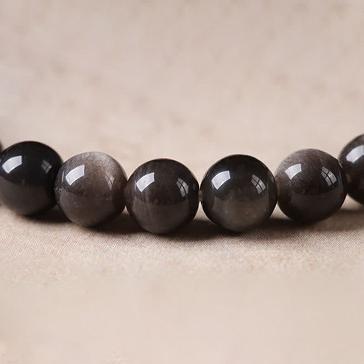 Buddha Stones Schwarzes Obsidian-Armband, handgewebt, neues chinesisches Rundarmband - image 10
