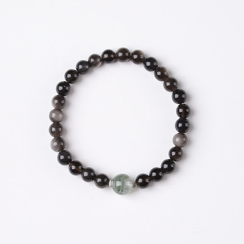 Buddha Stones Schwarzes Obsidian-Armband, handgewebt, neues chinesisches Rundarmband - image 12