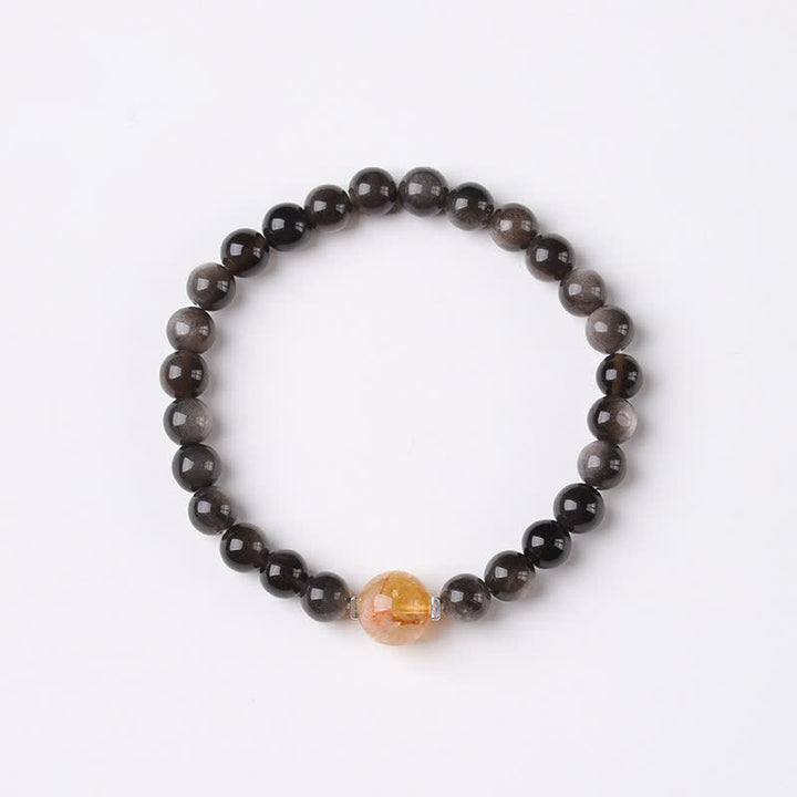 Buddha Stones Schwarzes Obsidian-Armband, handgewebt, neues chinesisches Rundarmband - image 11