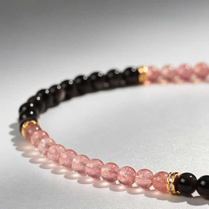 Buddha Stones Erdbeerquarz-Armband mit Golddraht und Kürbis-Motiv – Liebessegen-Wickelarmband - image 8