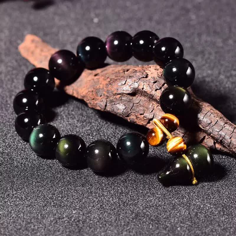 Buddha Stones Vintage-Armband aus chinesischem Regenbogenobsidian mit Kürbismotiv zum Schutz - image 0