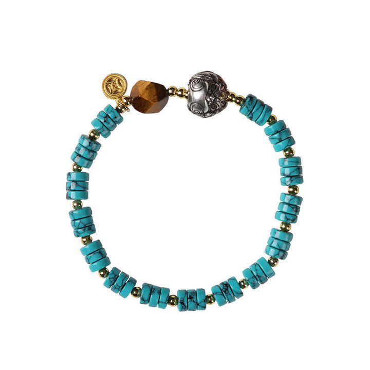 Buddha Stones Türkisfarbenes, handgefertigtes Armband aus neuen chinesischen Scheibenperlen - image 11