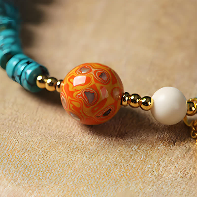 Buddha Stones Türkisfarbenes, handgefertigtes Armband aus neuen chinesischen Scheibenperlen - image 10