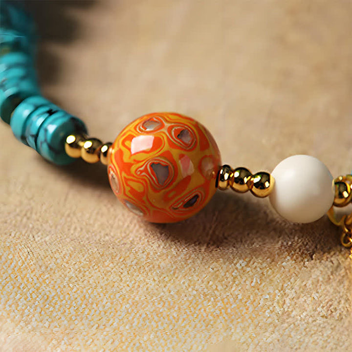 Buddha Stones Türkisfarbenes, handgefertigtes Armband aus neuen chinesischen Scheibenperlen - image 10