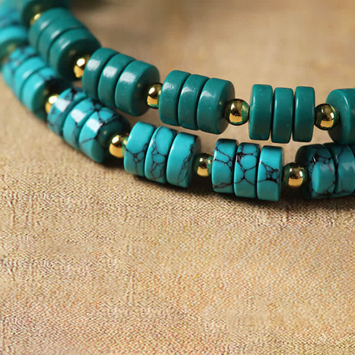 Buddha Stones Türkisfarbenes, handgefertigtes Armband aus neuen chinesischen Scheibenperlen - image 8