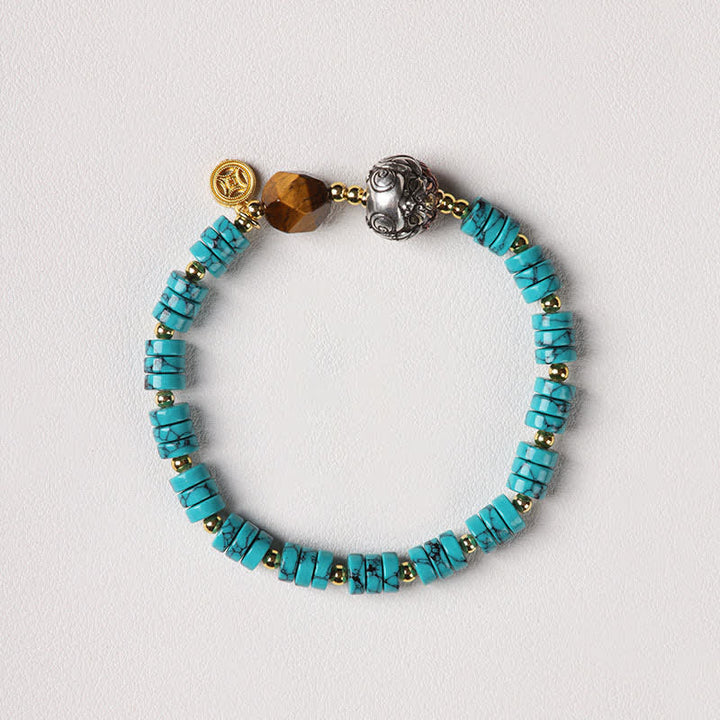 Buddha Stones Türkisfarbenes, handgefertigtes Armband aus neuen chinesischen Scheibenperlen - Stil 1 - Blau-Türkis - Türkis (Reinigung ♥ Gelassenheit) - image 1