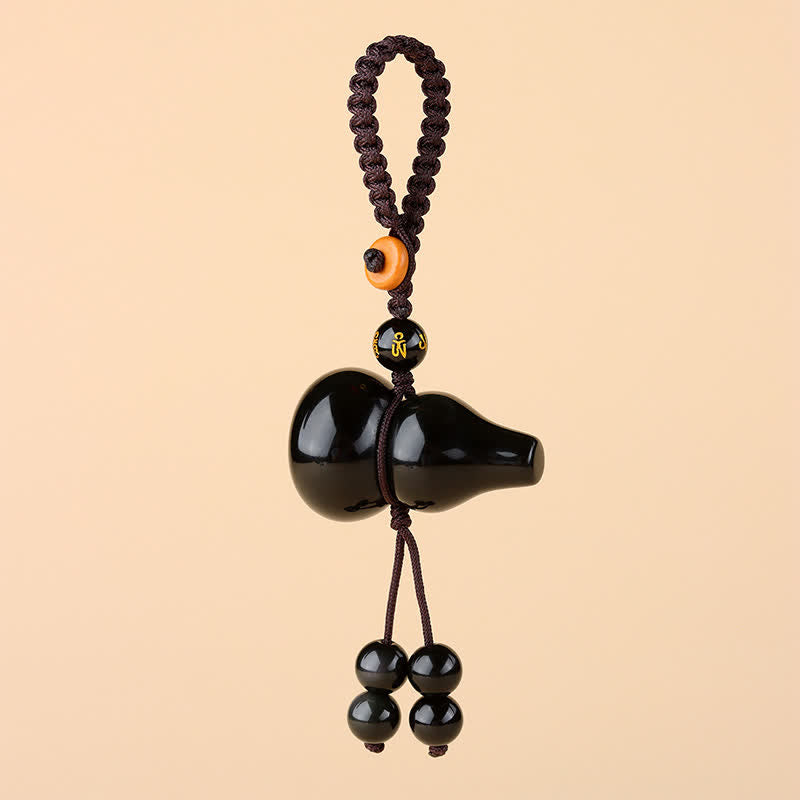 Buddha Stones Handgewebte Vintage-Schlüsselanhänger mit Regenbogen-Obsidian-Kürbis-Schutzmotiv - image 1