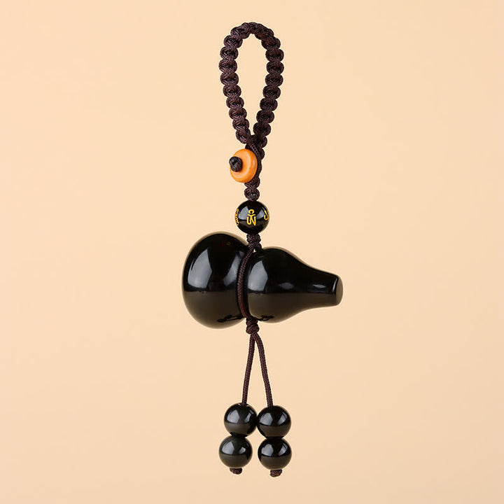 Buddha Stones Handgewebte Vintage-Schlüsselanhänger mit Regenbogen-Obsidian-Kürbis-Schutzmotiv - image 1