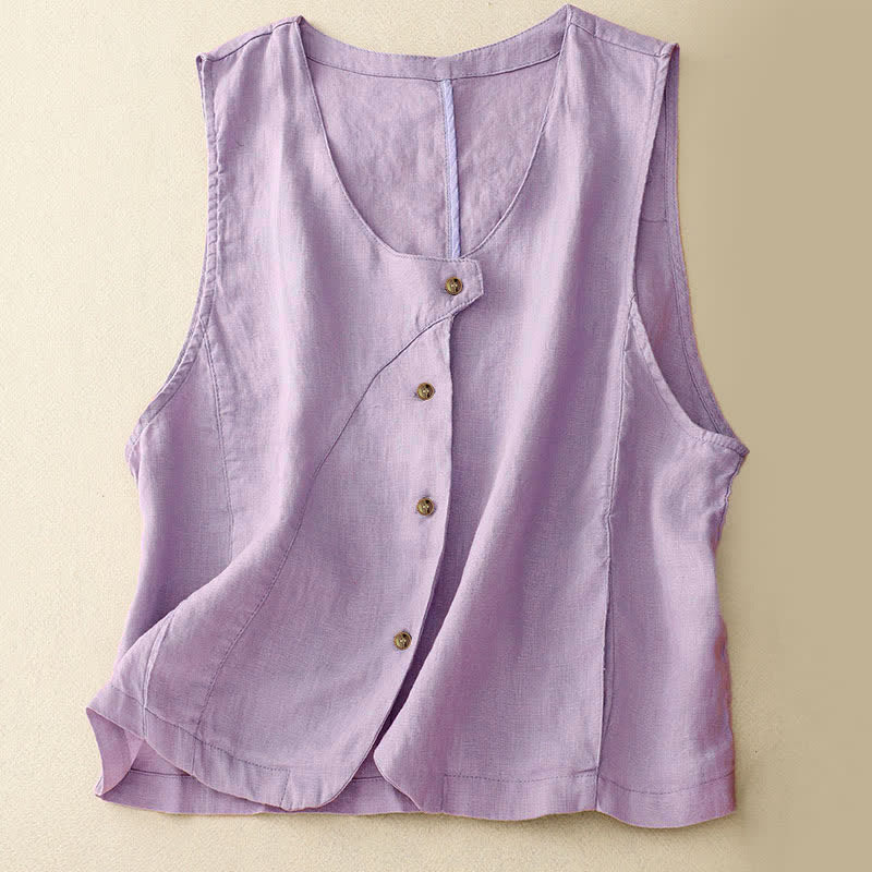 Buddha Stones Lässiges, minimalistisches Sommer-Tanktop mit Knopfleiste und Tasche für Damen. - Lavendel - US12, UK/AU16, EU44 (2XL) - image 11