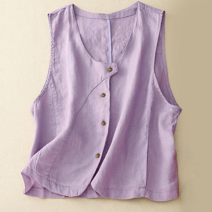Buddha Stones Lässiges, minimalistisches Sommer-Tanktop mit Knopfleiste und Tasche für Damen. - Lavendel - US12, UK/AU16, EU44 (2XL) - image 11
