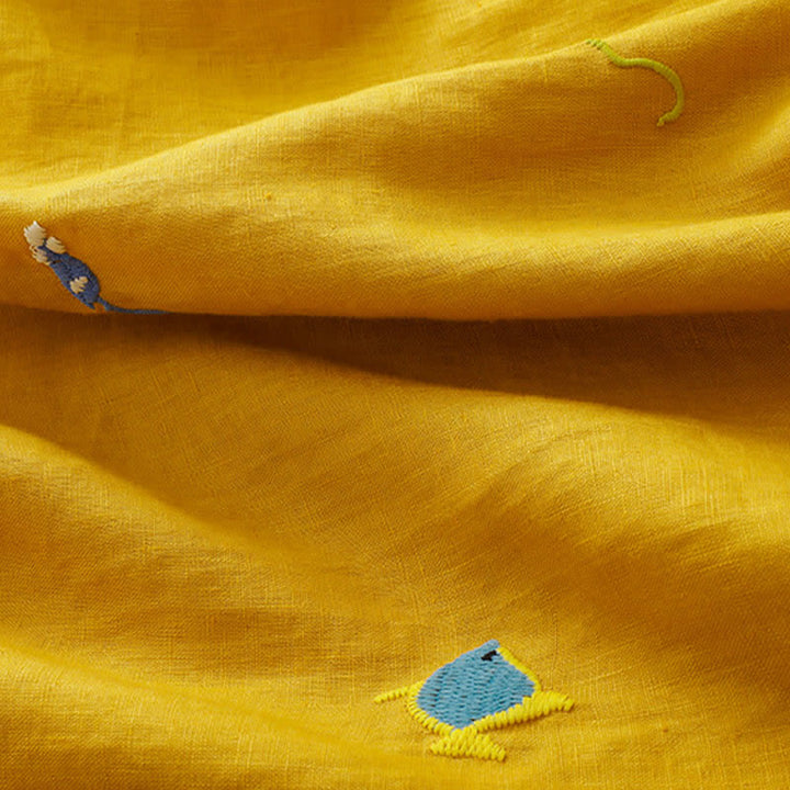 Buddha Stones Lässiges Sommer-T-Shirt mit Fischmotiv und Stickerei, Kurzarm, für Damen - image 7