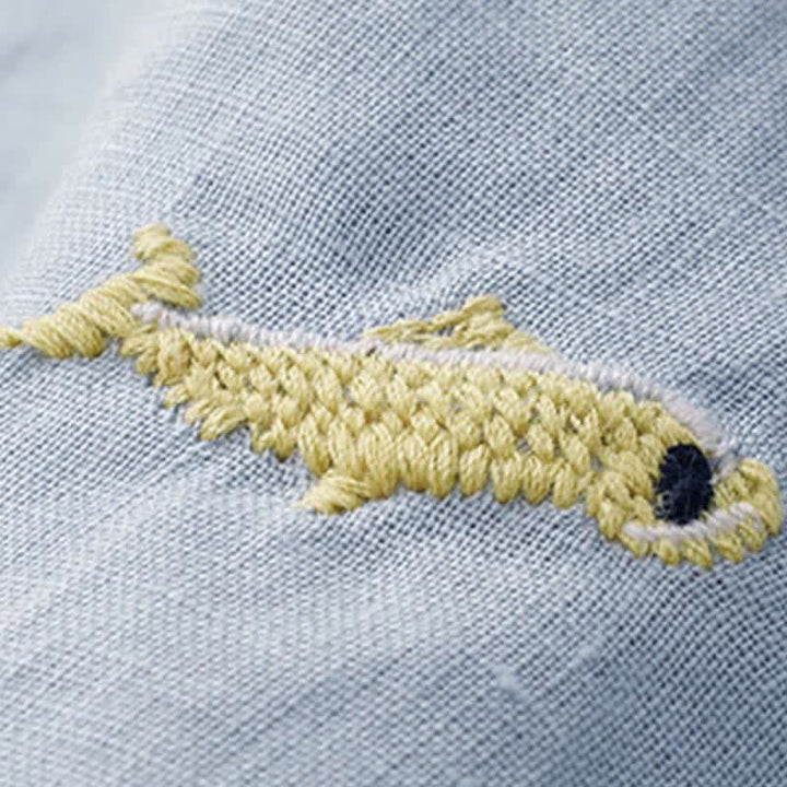 Buddha Stones Lässiges Sommer-T-Shirt mit Fischmotiv und Stickerei, Kurzarm, für Damen - image 14