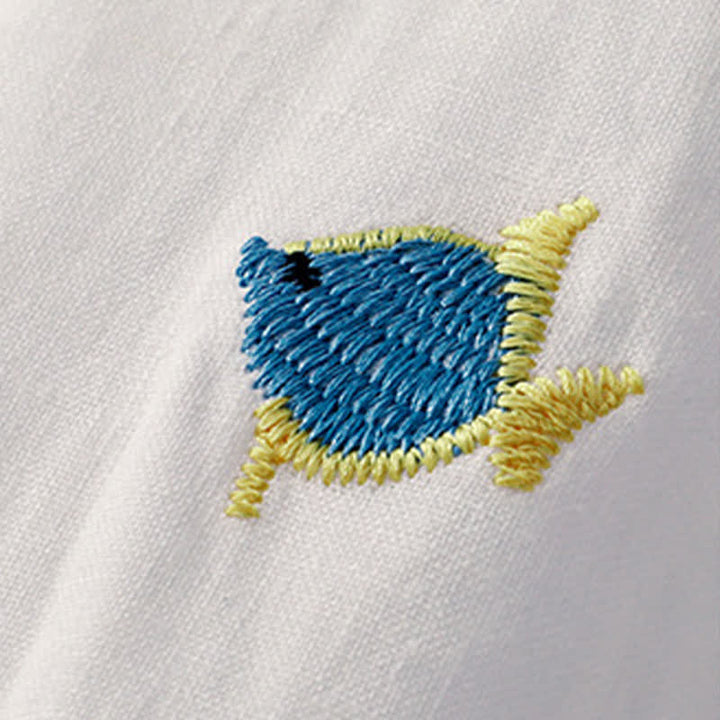 Buddha Stones Lässiges Sommer-T-Shirt mit Fischmotiv und Stickerei, Kurzarm, für Damen - image 26
