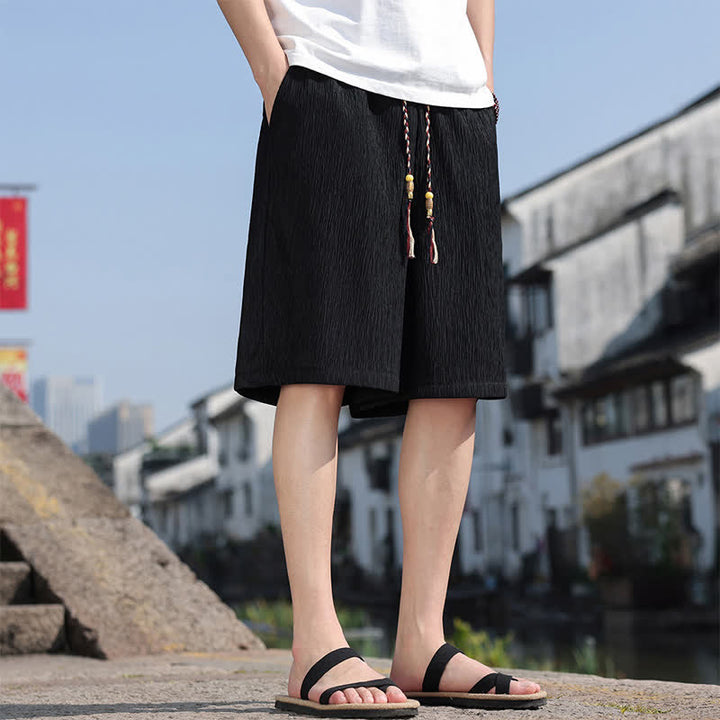 Buddha Stones Lässige Sommer-Bermudashorts mit Kordelzug, einfarbig, gerades Bein, mit Taschen - image 11