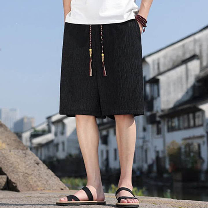 Buddha Stones Lässige Sommer-Bermudashorts mit Kordelzug, einfarbig, gerades Bein, mit Taschen - image 13