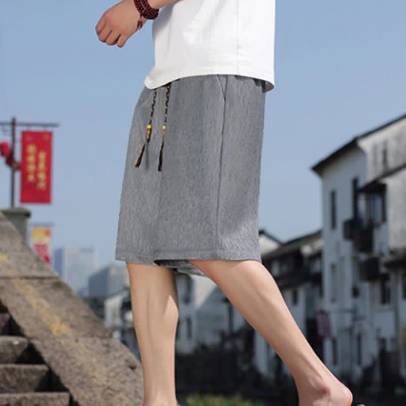 Buddha Stones Lässige Sommer-Bermudashorts mit Kordelzug, einfarbig, gerades Bein, mit Taschen - image 20