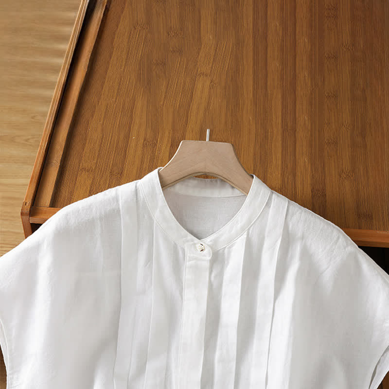 Buddha Stones Lässige, ärmellose Damenblusen mit Abnähern vorne für den Sommer - image 9