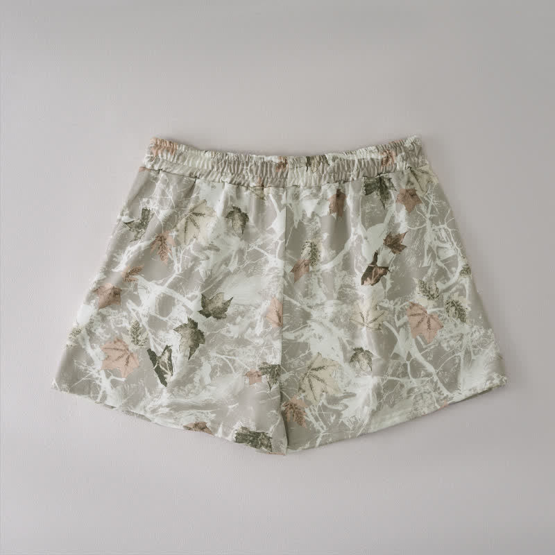 Buddha Stones Lässige Sommer-Shorts für Damen mit Kordelzug, abstraktem Ahornblattmuster und Tasche - image 6