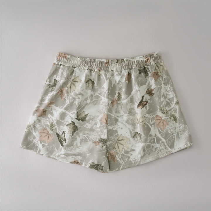 Buddha Stones Lässige Sommer-Shorts für Damen mit Kordelzug, abstraktem Ahornblattmuster und Tasche - image 6