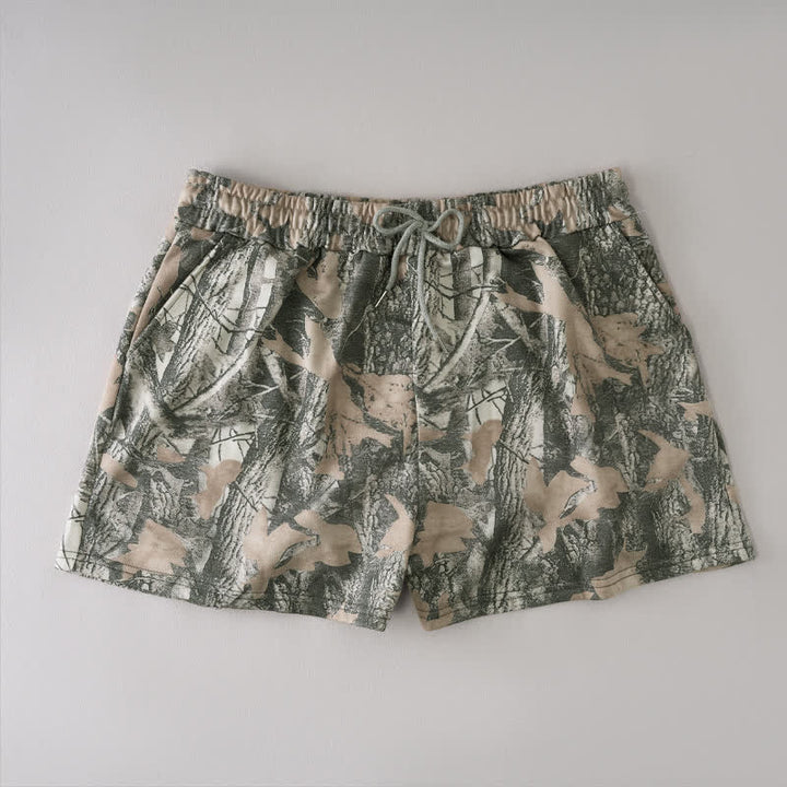 Buddha Stones Lässige Sommer-Shorts für Damen mit Kordelzug, abstraktem Ahornblattmuster und Tasche - Dunkelkhaki - US12, UK/AU16, EU44 (2XL) - image 10