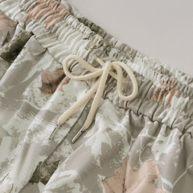Buddha Stones Lässige Sommer-Shorts für Damen mit Kordelzug, abstraktem Ahornblattmuster und Tasche - image 7