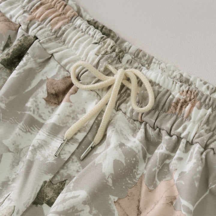 Buddha Stones Lässige Sommer-Shorts für Damen mit Kordelzug, abstraktem Ahornblattmuster und Tasche - image 7