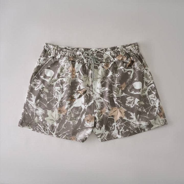 Buddha Stones Lässige Sommer-Shorts für Damen mit Kordelzug, abstraktem Ahornblattmuster und Tasche - Sienna - US12, UK/AU16, EU44 (2XL) - image 0