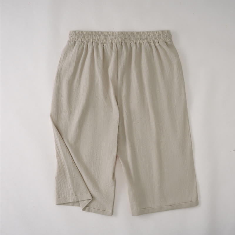 Buddha Stones Lässige Sommer-Bermuda-Shorts mit Kordelzug, einfarbig, gerades Bein, mit Taschen - image 1