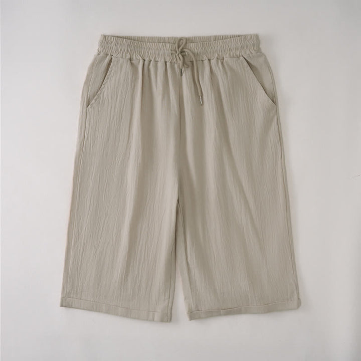 Buddha Stones Lässige Sommer-Bermuda-Shorts mit Kordelzug, einfarbig, gerades Bein, mit Taschen - Khaki - US14, UK/AU18, EU46 (3XL) - image 0