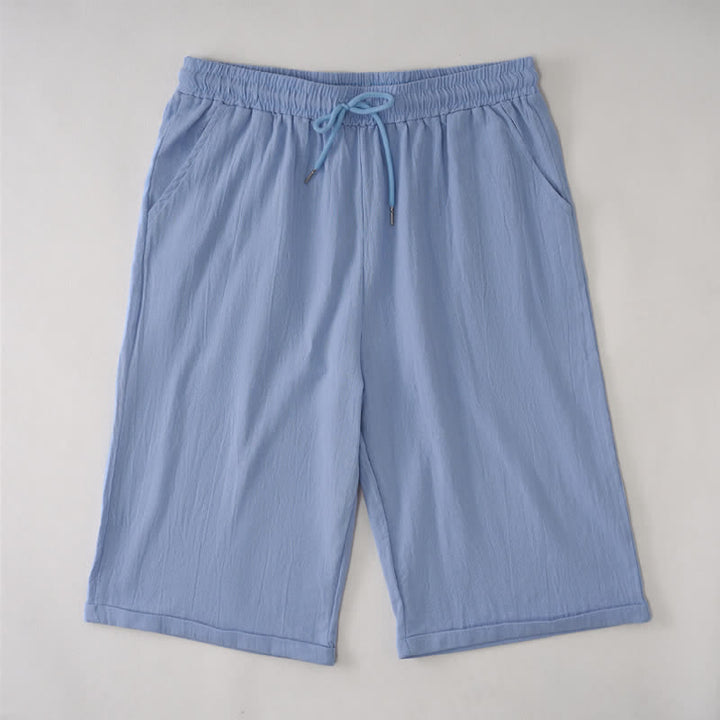 Buddha Stones Lässige Sommer-Bermuda-Shorts mit Kordelzug, einfarbig, gerades Bein, mit Taschen - image 12