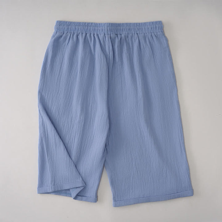 Buddha Stones Lässige Sommer-Bermuda-Shorts mit Kordelzug, einfarbig, gerades Bein, mit Taschen - image 13