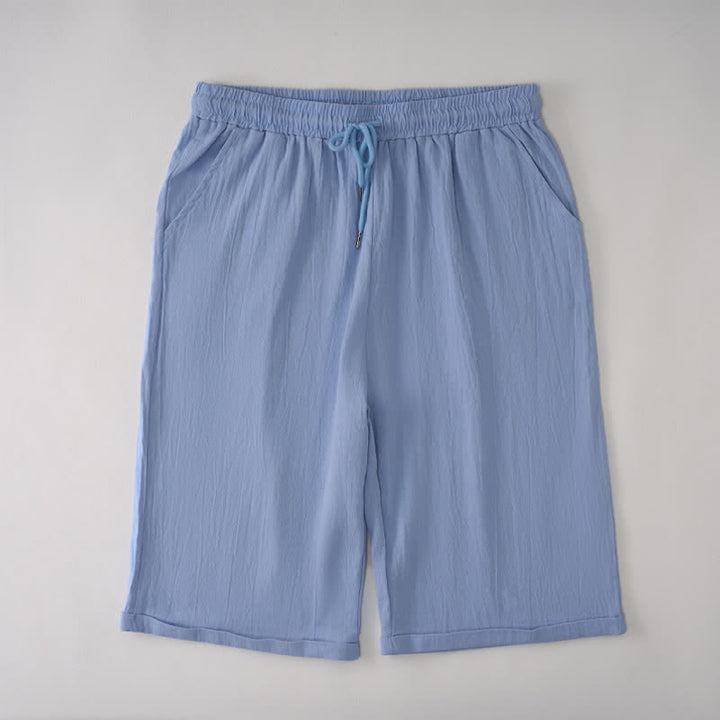 Buddha Stones Lässige Sommer-Bermuda-Shorts mit Kordelzug, einfarbig, gerades Bein, mit Taschen - Hellblau - US14, UK/AU18, EU46 (3XL) - image 11