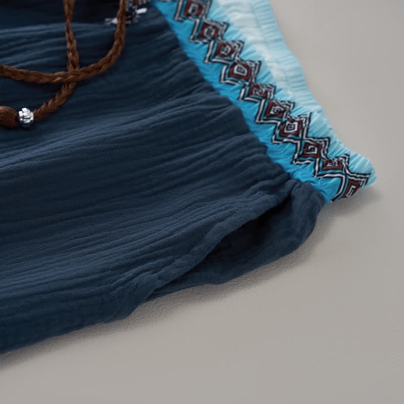 Buddha Stones Sommerliche Boho-Freizeit-Bermuda-Shorts mit Kordelzug, geometrischem Muster, geradem Bein und Taschen für Herren - image 8