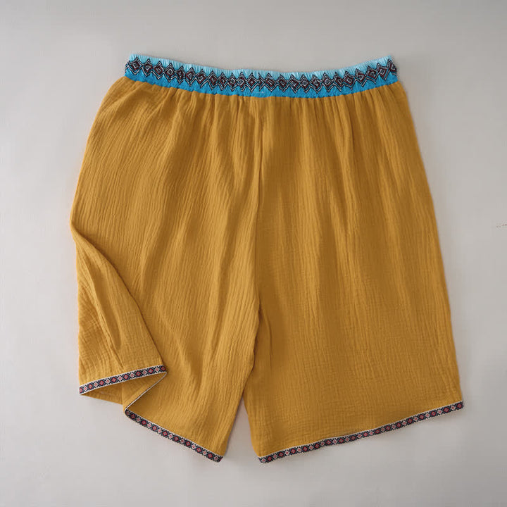 Buddha Stones Sommerliche Boho-Freizeit-Bermuda-Shorts mit Kordelzug, geometrischem Muster, geradem Bein und Taschen für Herren - image 11