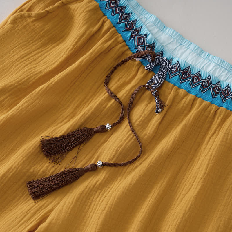 Buddha Stones Sommerliche Boho-Freizeit-Bermuda-Shorts mit Kordelzug, geometrischem Muster, geradem Bein und Taschen für Herren - image 12