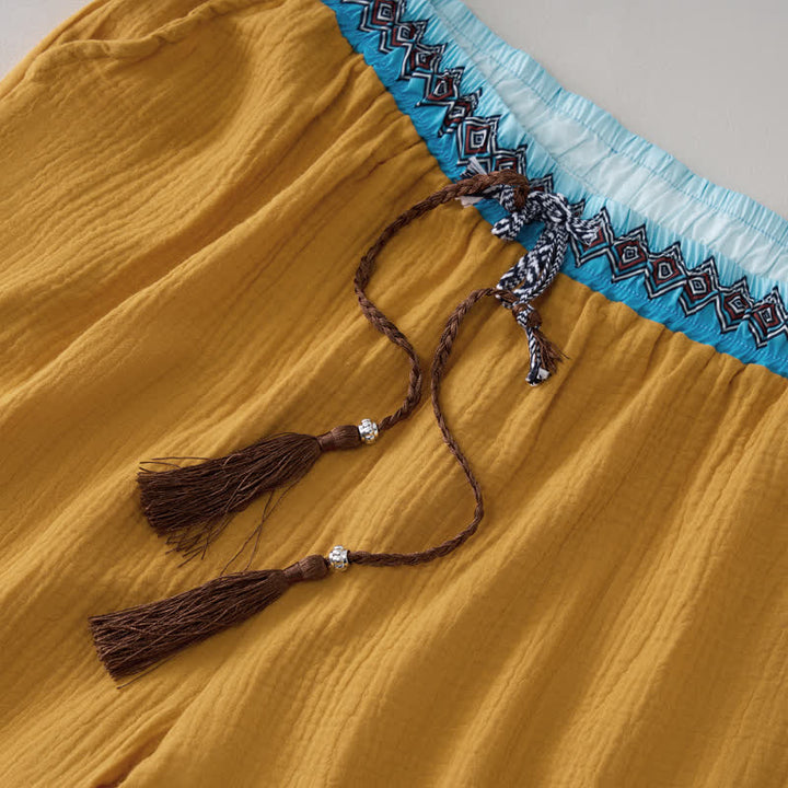 Buddha Stones Sommerliche Boho-Freizeit-Bermuda-Shorts mit Kordelzug, geometrischem Muster, geradem Bein und Taschen für Herren - image 12