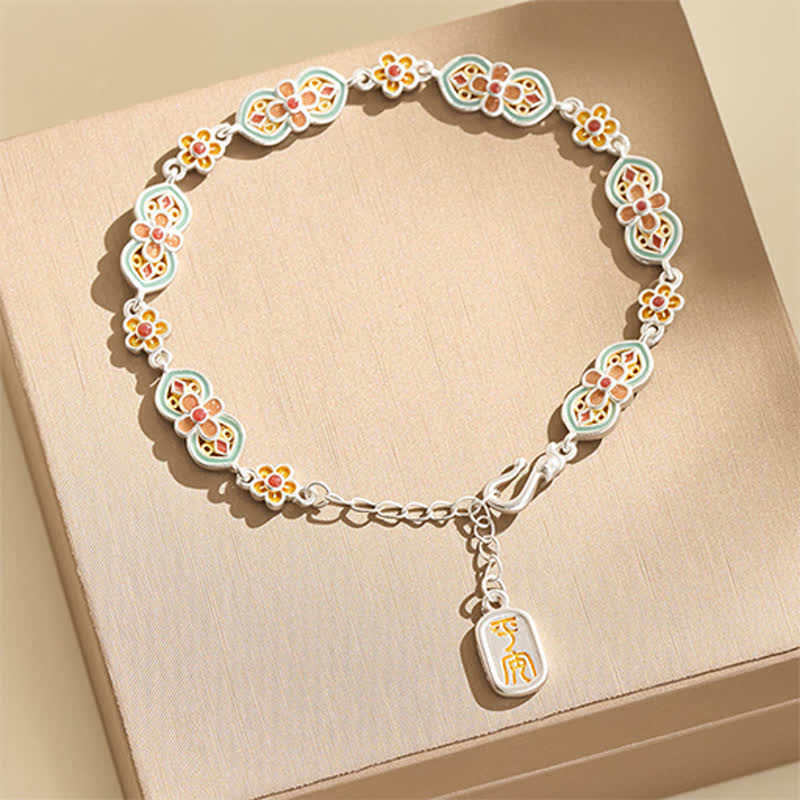 Buddha Stones Heilendes Armband aus Kupfer mit Emaille-Blumenmuster - Kupfer (Handgelenkumfang: 15–25 cm) - image 1