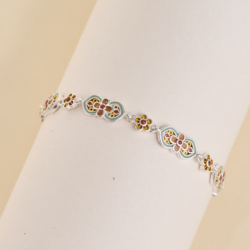 Buddha Stones Heilendes Armband aus Kupfer mit Emaille-Blumenmuster - image 2