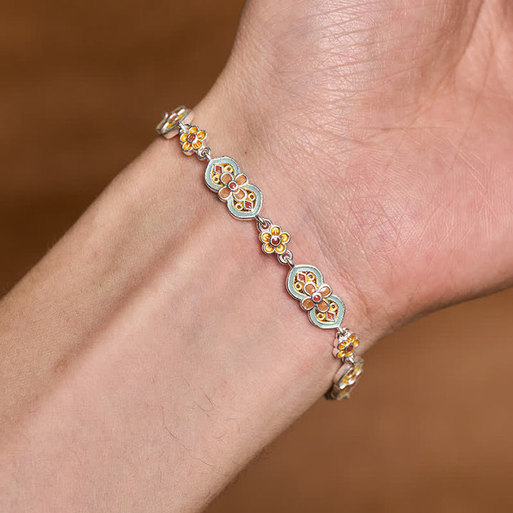 Buddha Stones Heilendes Armband aus Kupfer mit Emaille-Blumenmuster - image 3