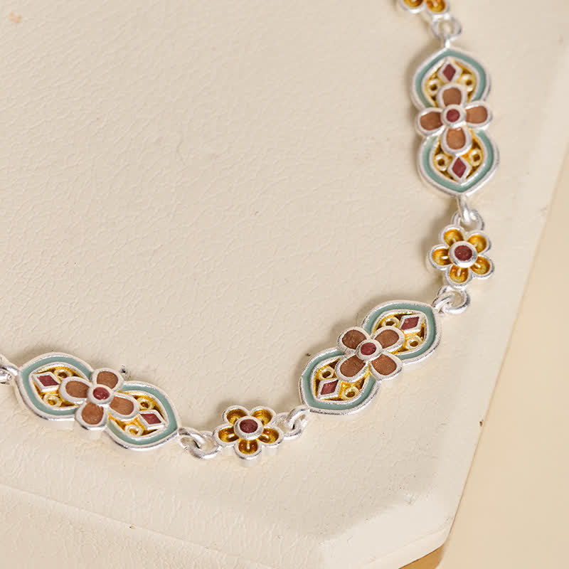 Buddha Stones Heilendes Armband aus Kupfer mit Emaille-Blumenmuster - image 4