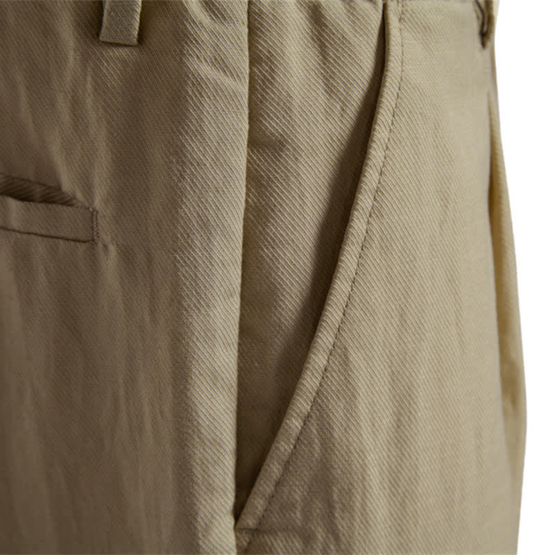 Buddha Stones Lässige, klassische Bermuda-Shorts für Herren mit Reißverschluss und Knöpfen, geradem Bein und Taschen - image 7