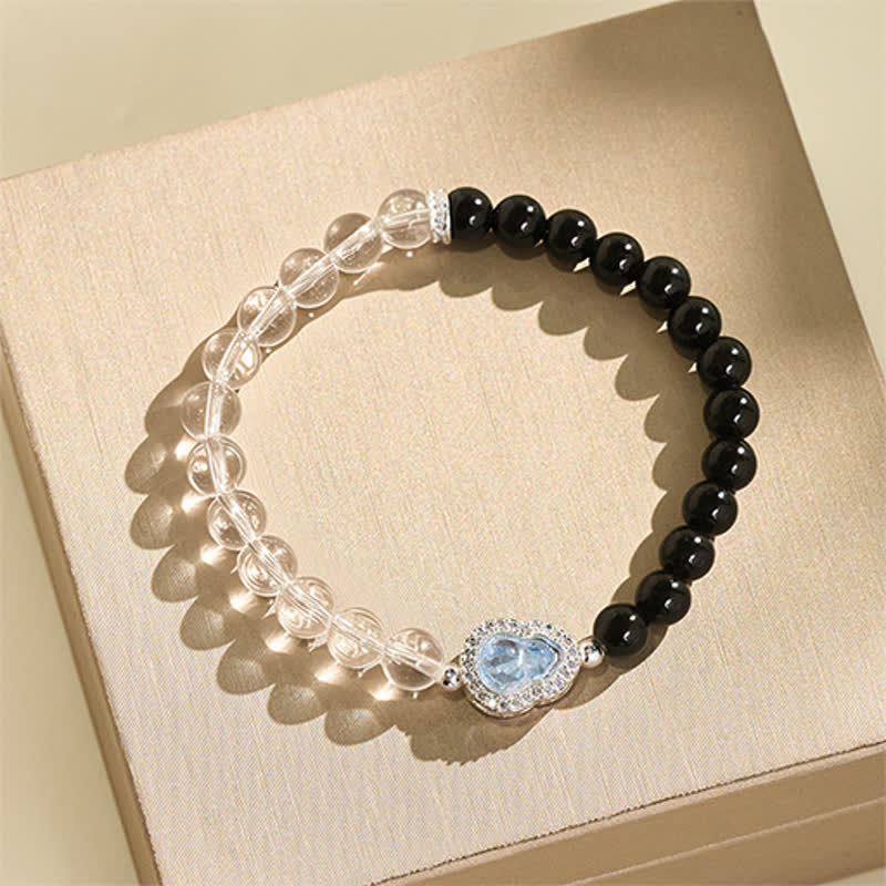 Buddha Stones Klares Quarz-Armband aus schwarzem Obsidian und Kürbis - image 12