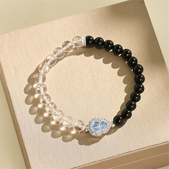 Buddha Stones Klares Quarz-Armband aus schwarzem Obsidian und Kürbis - image 12