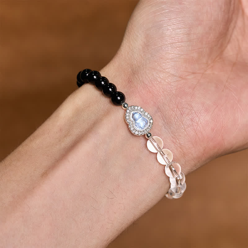 Buddha Stones Klares Quarz-Armband aus schwarzem Obsidian und Kürbis - image 16