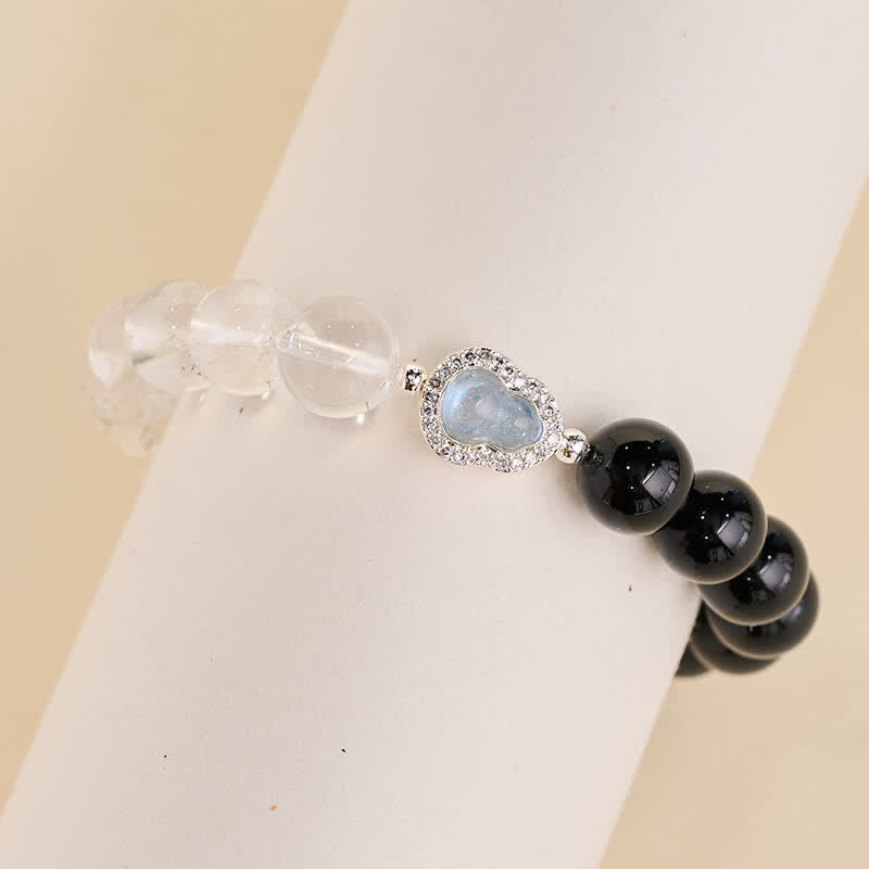 Buddha Stones Klares Quarz-Armband aus schwarzem Obsidian und Kürbis - image 20
