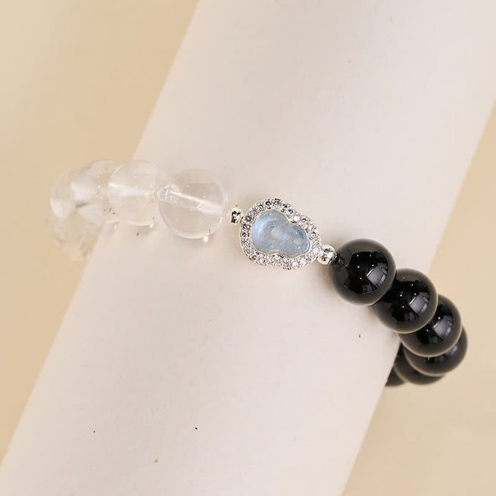 Buddha Stones Klares Quarz-Armband aus schwarzem Obsidian und Kürbis - image 20