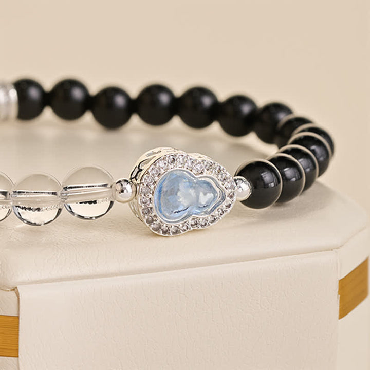 Buddha Stones Klares Quarz-Armband aus schwarzem Obsidian und Kürbis - image 15