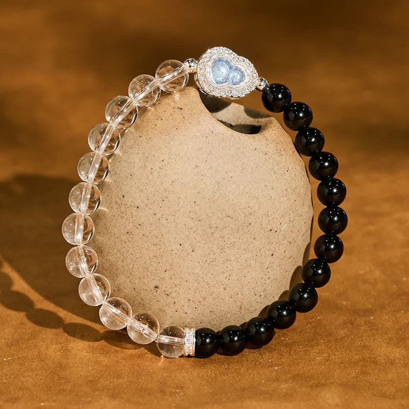 Buddha Stones Klares Quarz-Armband aus schwarzem Obsidian und Kürbis - Klarer Quarz, schwarzer Obsidian (Handgelenkumfang: 14–15 cm) - image 10