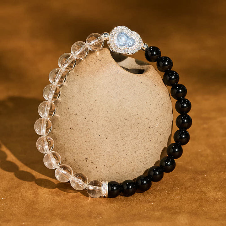 Buddha Stones Klares Quarz-Armband aus schwarzem Obsidian und Kürbis - Klarer Quarz, schwarzer Obsidian (Handgelenkumfang: 14–15 cm) - image 10